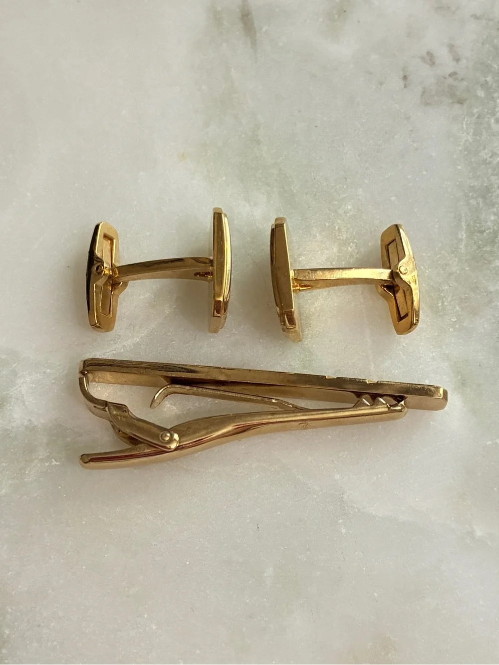 YSL Vintage Cuff Links & Tie Clip Set